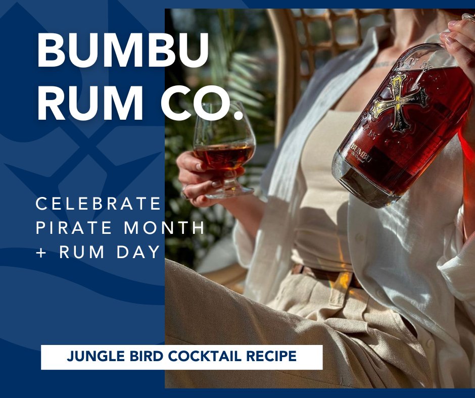 Raise the Jolly Rum! #PirateMonth and #NationalRumDay collide. Taste the high-seas adventure in a delicious jungle bird cocktail: 1.5oz. <a href="/OriginalBumbu/">Bumbu Rum Co.</a> (35% ABV), 0.75oz. Italian Bitters, 0.5oz. Strawberry Liqueur, 0.5oz. Simple Syrup, 1oz. Pineapple Juice and 0.5oz. Lime Juice