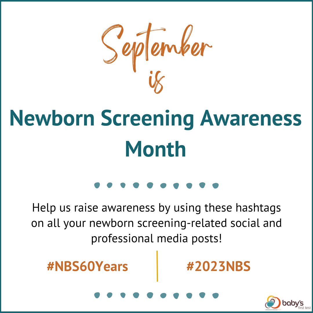 As we are gearing up for Newborn Screening Awareness Month, remember to use these hashtags to join us in raising awareness for every baby's first test!
#NBS60Years #2023NBS #NBS #genetics