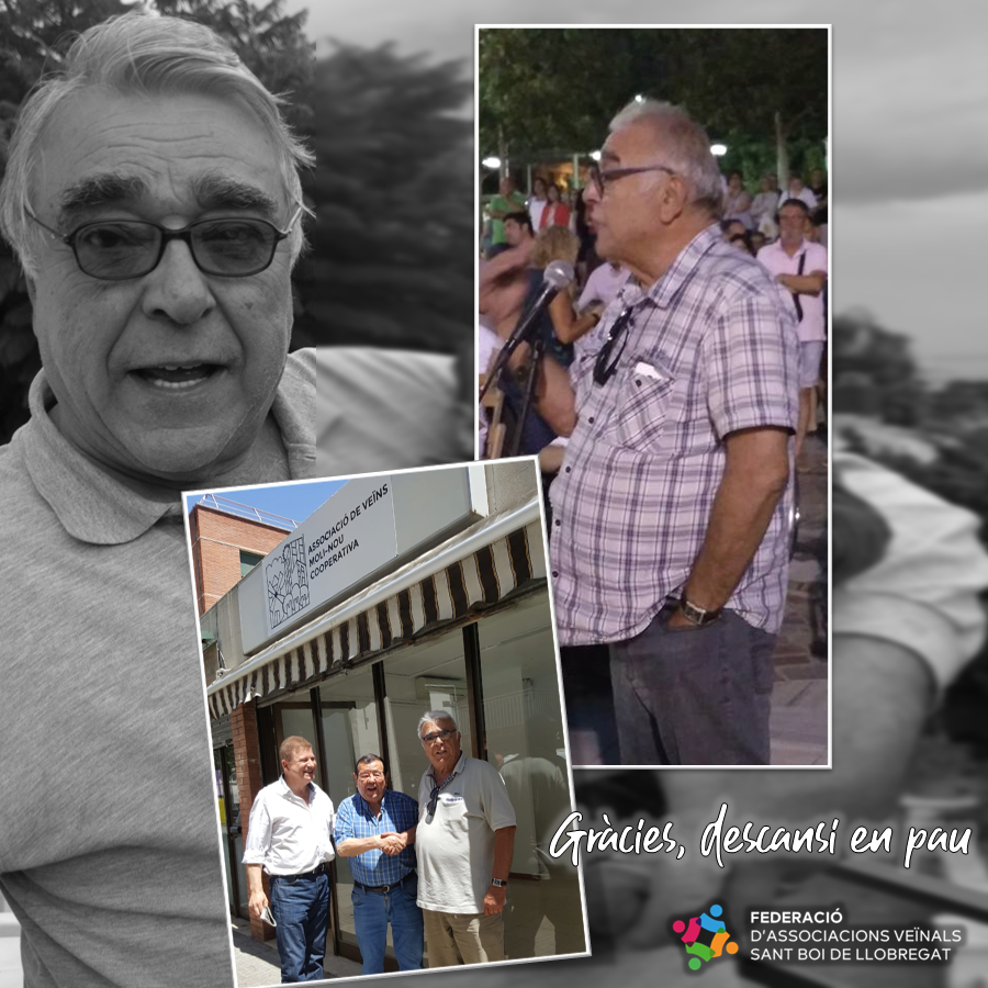 favsantboi's tweet photo. Amic, moltíssimes gràcies per tot el teu testimoniatge generós i compromís constant per a la millora dels nostres barris a #SantBoi.

En Tomàs va ser president d'aquesta Federació, de l'AV Cooperativa Molí Nou i secretari a Sinera, a més d'un compromís constant a @catalunya_marea https://t.co/DD8R4q6NFg
