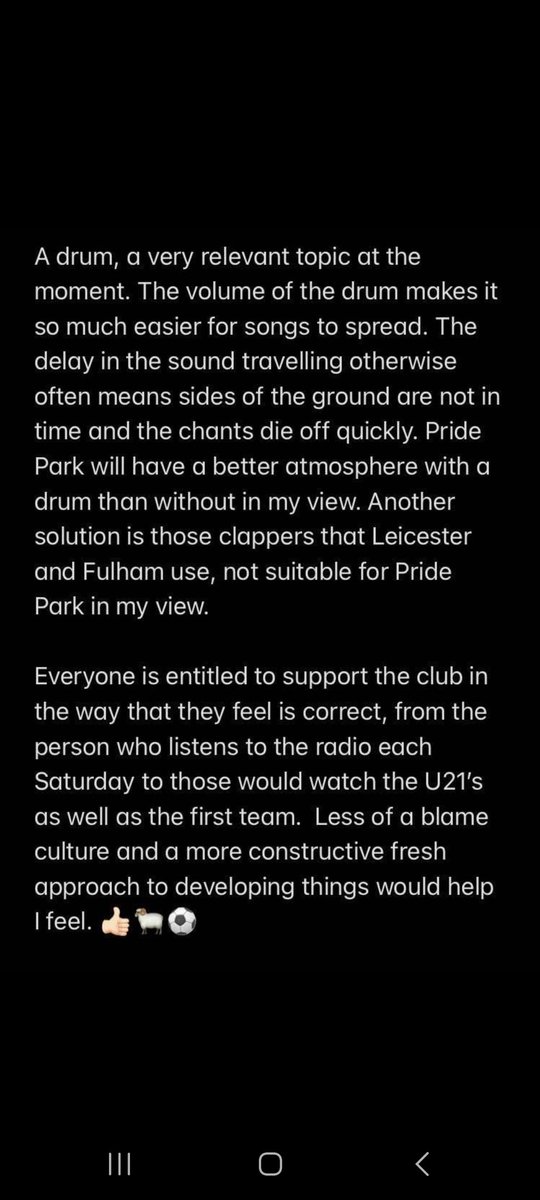 From an a
Anonymous member . We agree and were the group to take things forward . I've seen a lot of fans moaning about the drum bieng taken away after we got it in the D Block with months of back and forth from the club . Please support your club . Let's all get together as one