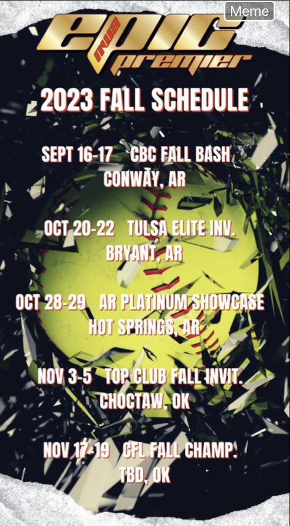 Addisyn_Ander's tweet photo. Can’t wait to get this fall started with @EpicArkansas! @jtjones00 @JAnderson_Coach @ATUSoftball @SAUSoftball @CCRoughridersSB @OKWUeagles_SB @ShawnWoods22 @CoachWyattNPC @CoachDorrie https://t.co/KoMslk6lMB