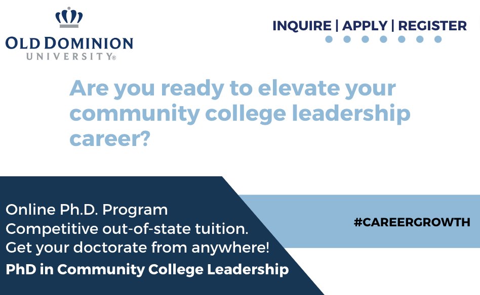 Ready to earn your doctorate? Get more information at ww1.odu.edu/efl/academics/… #communitycollege #communitycollegeleadership #research