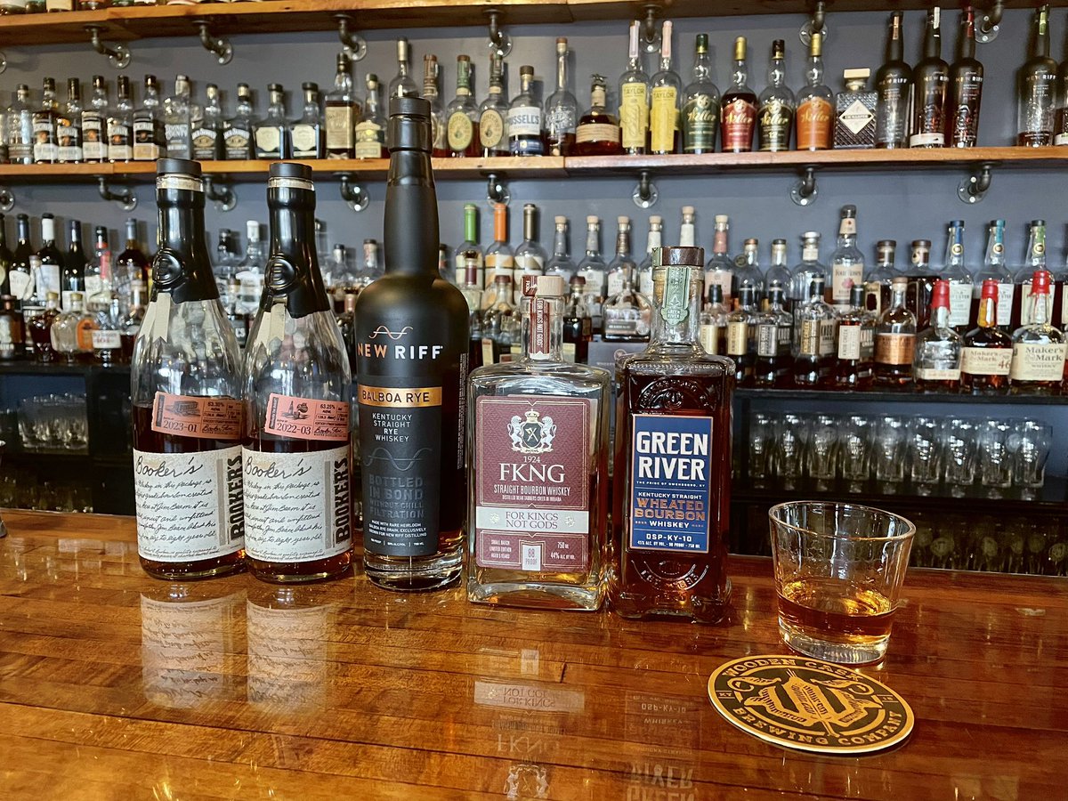 $5 for 2 ounces on the right 3 and 1 oz on the Bookers. What are you choosing? I chose the Balboa Rye. Cheers🥃