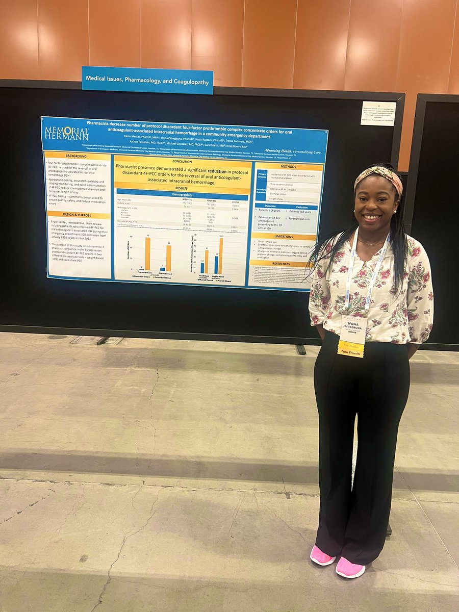 Pharmacists decrease number of protocol discordant 4F-PCC orders for oral anticoagulant-associated intracranial hemorrhage in a community ED. Clearly #EMPharmD presence is irreplaceable! 

Thanks to <a href="/ohsnapimginger/">Kevin Mercer, PharmD, MPH</a>, &amp; the whole team for the support! <a href="/MHMemCityRx/">Memorial Hermann Memorial City Pharmacy Residency</a> <a href="/neurocritical/">Neurocritical Care Society</a>