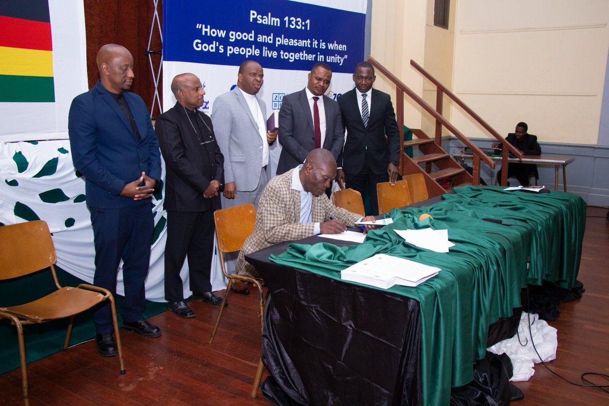 Political Parties from the provinces of Mat North, Mat South and Byo signed the Peace Pledge in Bulawayo; convened by the church through the ZHOCD, and ZI as we continue to reinforce the message of upholding peace, before, during and after elections. @SwissEmbZim @IrlAmbRSA