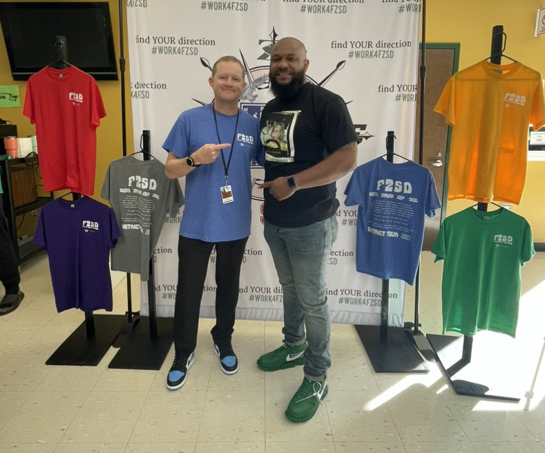 JohnDSchulte's tweet image. Shout out to Juan Wilson for designing this years “Equip to Excel District Tour” shirts for staff! They are 🔥🔥🔥🔥⁦⁦🔥🔥We saw a lot of new staff shirts representing, drop a pic of yours and send us a L and XL, 😂@x_juanwilson⁩ ⁦@OfficialFZiAm⁩  #FZEquipToExcel
