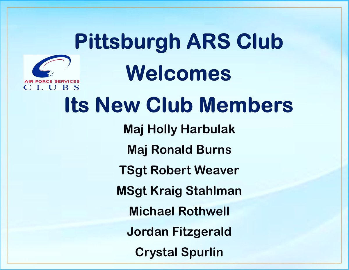 FREE stuff is always a good thing! The free monthly Club Membership Breakfast is Thursday August 17th at Perksburgh Cafe! We’d also like to send out a big welcome to our new Pittsburgh ARS Club Members!  Join your AF Club at our events or myairforcelife.com/club-membershi…
