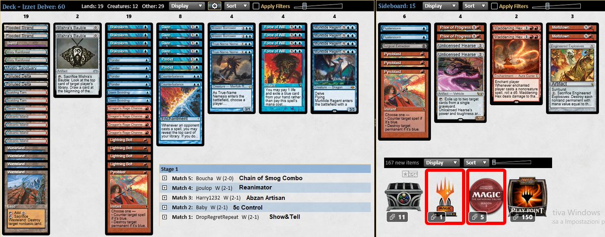 cappetheonly's tweet photo. Back to basics with UR.
Tried Grixis in 5 leagues but i hate manabase which in a tempo deck meta is too fragile.
I currently don't miss delver. https://t.co/lBoHncUGPB