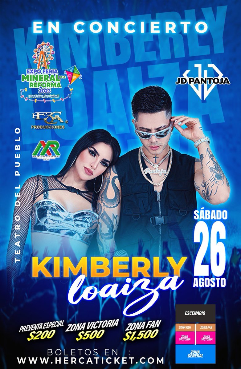 🎡🎠🎶Kim Loaiza y JD Pantoja llegarán con su espectáculo a la Expo Feria Mineral de la Reforma 2023, en Hidalgo, la cita es el sábado 26 de agosto‼️🤩🎉

<a href="/KimberlyLoaiza_/">Kimberly Loaiza 🇲🇽</a>
<a href="/Juandedios_P/">JD PANTOJA 🇲🇽</a>

dondehayferia.com/feria-mineral-…