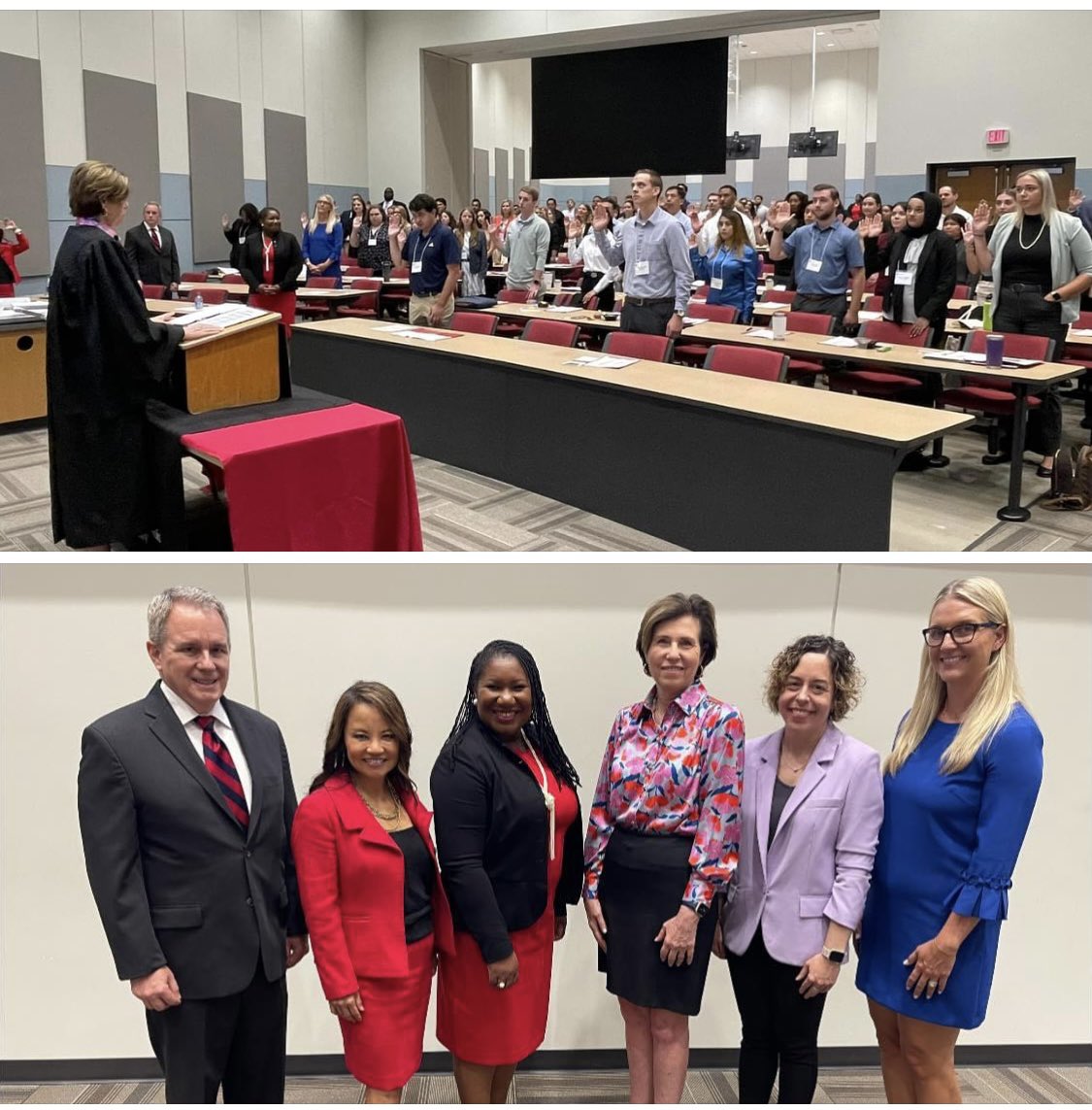 IL Supreme Court Justice Elizabeth Rochford gave the Oath of Professionalism to 1Ls. Stephanie Villinski & Heather Kroencke from the IL Supreme Court Commission on Professionalism spoke on the importance of civility in the legal profession. #niulaw #niulawhasitall #niulaw2026