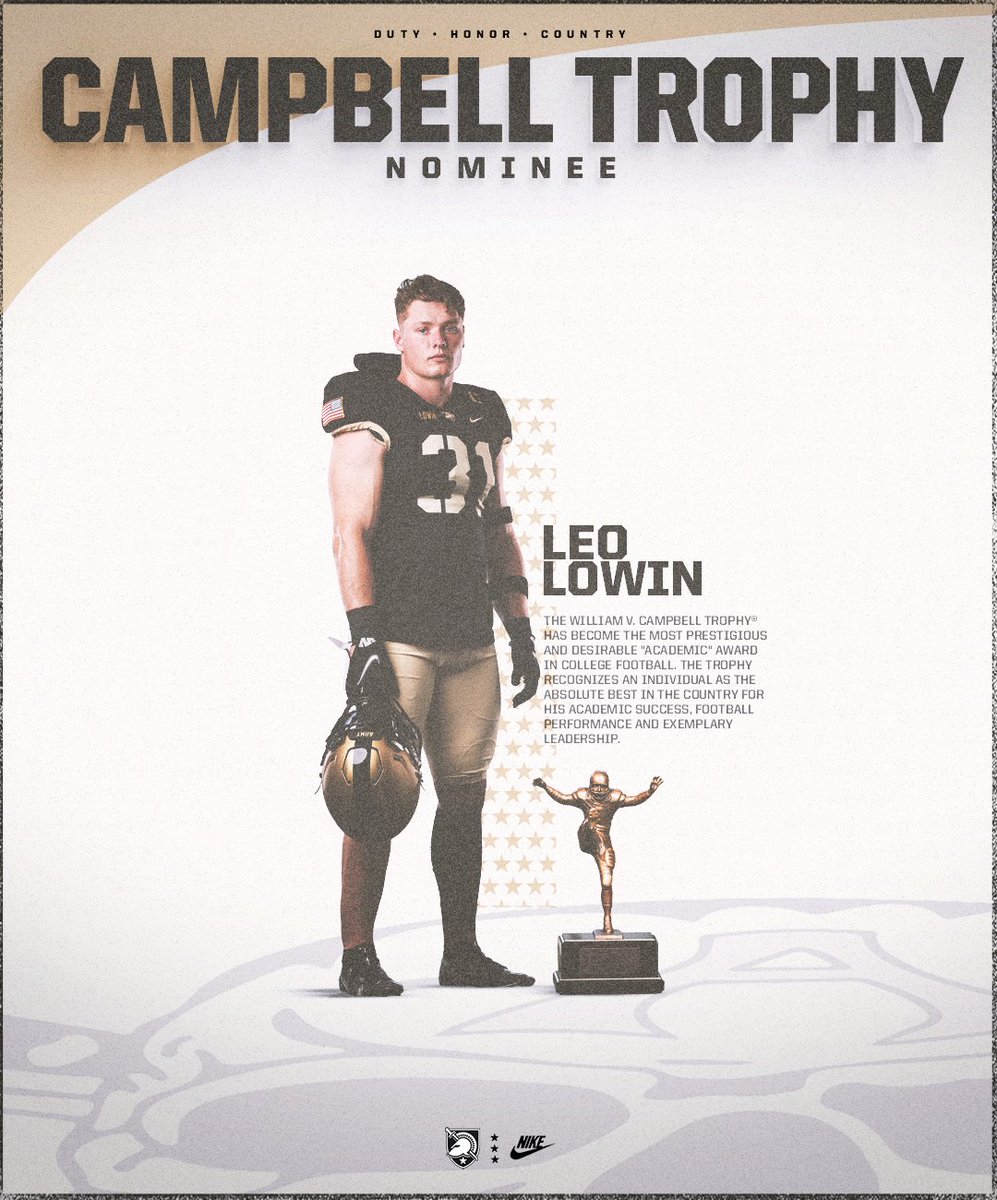 Leo Lowin named a #CampbellTrophy nominee by the @NFFNetwork 👏👏👏

#GoArmy