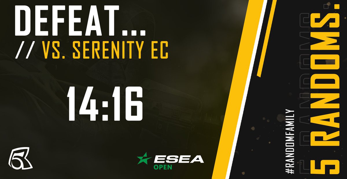 Match Result - <a href="/ESEA/">ESEA League</a> OPEN

unfortunately we lost against SERENITY EC 14:16 after a good first half and a decent T Side on Overpass
#RANDOMFamily