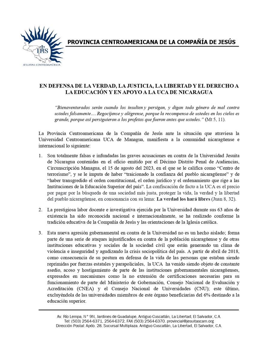 jesuitascam's tweet photo. COMUNICADO https://t.co/mp43Y8zDZC