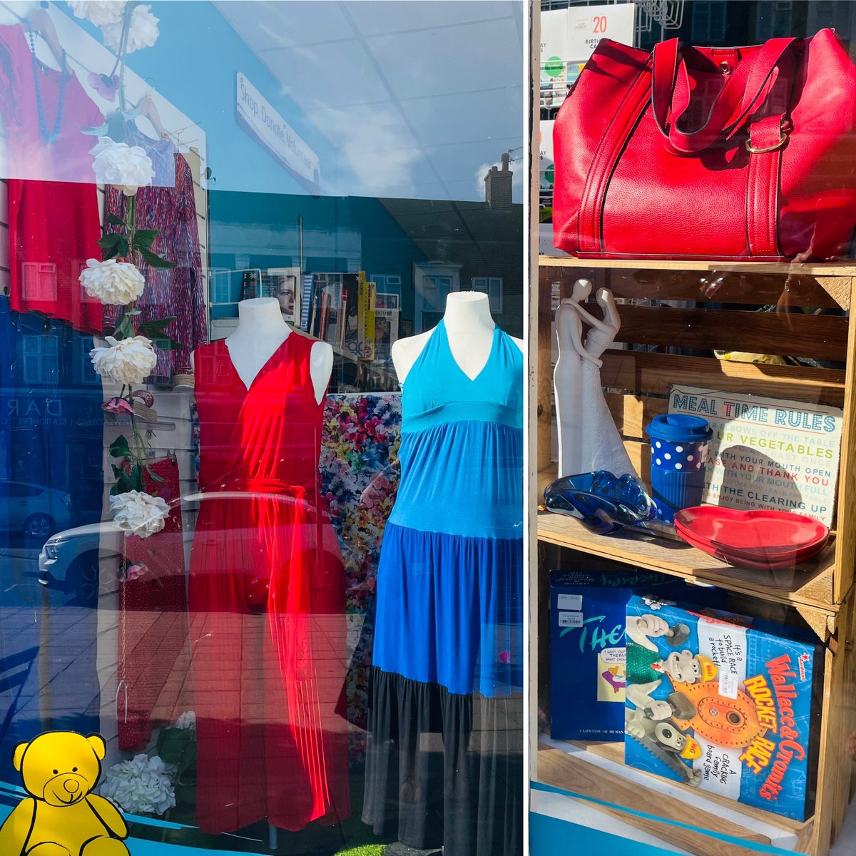 What a day! ☀️ What a game! ⚽️
🏴󠁧󠁢󠁥󠁮󠁧󠁿🏴󠁧󠁢󠁥󠁮󠁧󠁿🏴󠁧󠁢󠁥󠁮󠁧󠁿#FIFAWorldCup 
Congratulations you amazingly talented Lionesses! 🙌🙌 We’re all so proud of you! Our newly merchandised window display in Red, White &amp; Blue to show our support for Sunday. #LionessesDownUnder #sustainablefashion #charityretail