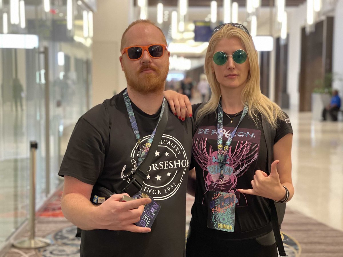 BilyanaLilly's tweet photo. Catching up with @sickcodes at @defcon. I wish I could share what we discussed but I need to display at least some mercy for the Russians ;)
I am proud of you @sickcodes. Keep going!
#hackersummercamp #defcon #defcon2023 https://t.co/I2n7tLlkph