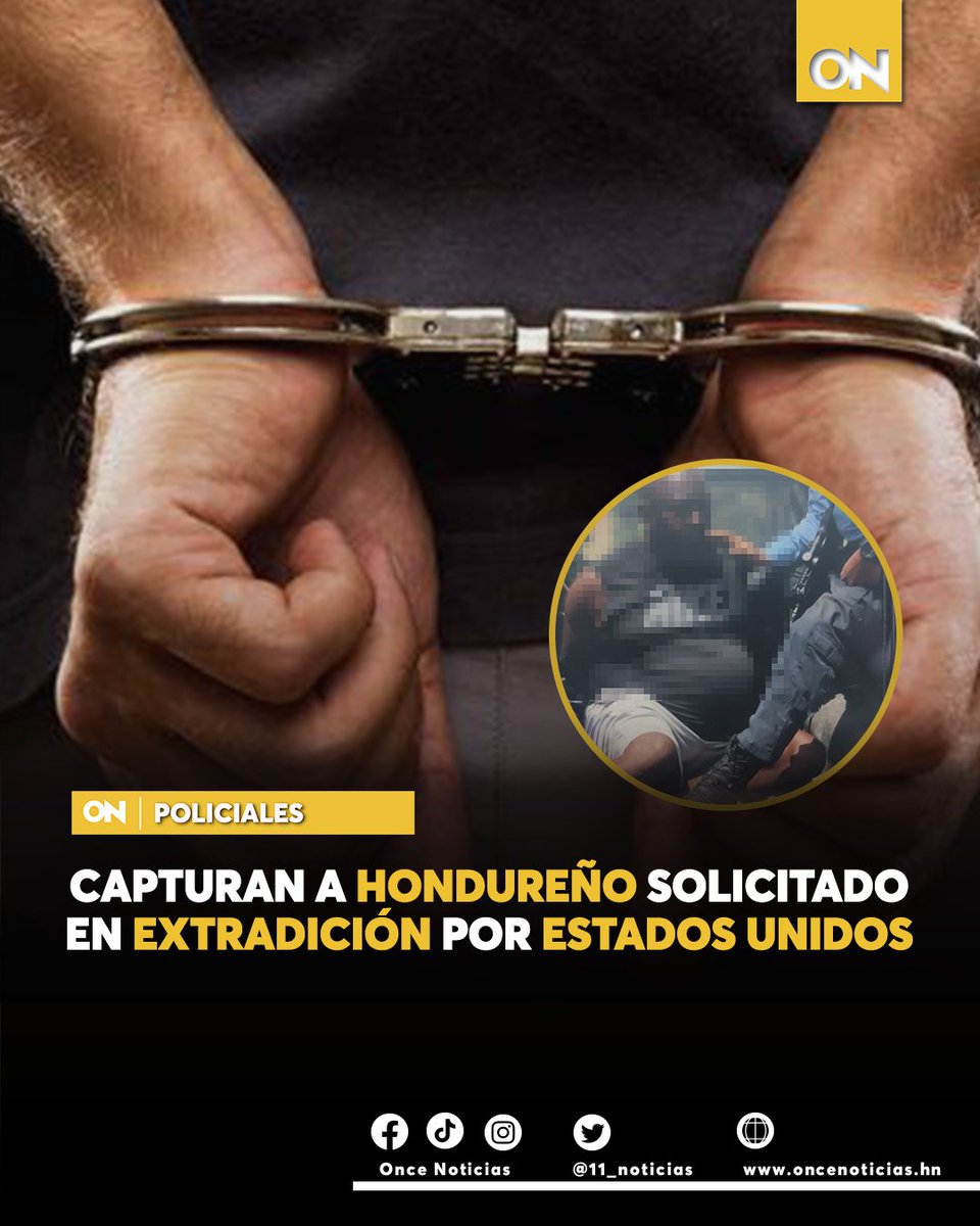 canal11hn's tweet image. 🚨#POLICIALES🚨| Las fuerzas de seguridad lograron la captura este miércoles de un ciudadano hondureño solicitado en extradición por la Corte del Distrito Este de Virginia en Estados Unidos.

Detalles aquí: oncenoticias.hn/capturan-hondu…

#Captura #Extraditable #Honduras