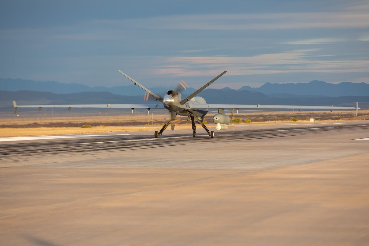 CBPAMO's tweet photo. DYK: AMO operates the MQ-9 Unmanned Aircraft System (UAS) to increase domain awareness in the land and maritime environments. Aircrews use cutting edge technology and real-time networked data dissemination to respond to threats at the nation's border regions of the U.S. https://t.co/to6yF9P4zW