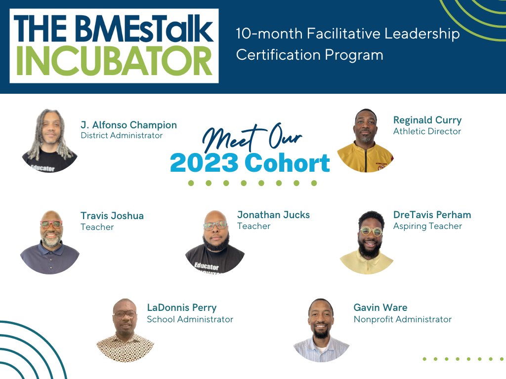 Black Male Educators Talk (@bmestalk) on Twitter photo We are excited to announce the 2023 Cohort of the BMEsTalk Incubator! This is a dynamic cohort of 7 Black Male Educators seeking to transform the way they lead leaders. #leadershipdevelopment #emotionalwellness #emotionalintelligence #educators Powered by
<a href="/CBVentures1/">CommunityBuild Ventures</a> We are excited to announce the 2023 Cohort of the BMEsTalk Incubator! This is a dynamic cohort of 7 Black Male Educators seeking to transform the way they lead leaders. #leadershipdevelopment #emotionalwellness #emotionalintelligence #educators Powered by
<a href="/CBVentures1/">CommunityBuild Ventures</a>