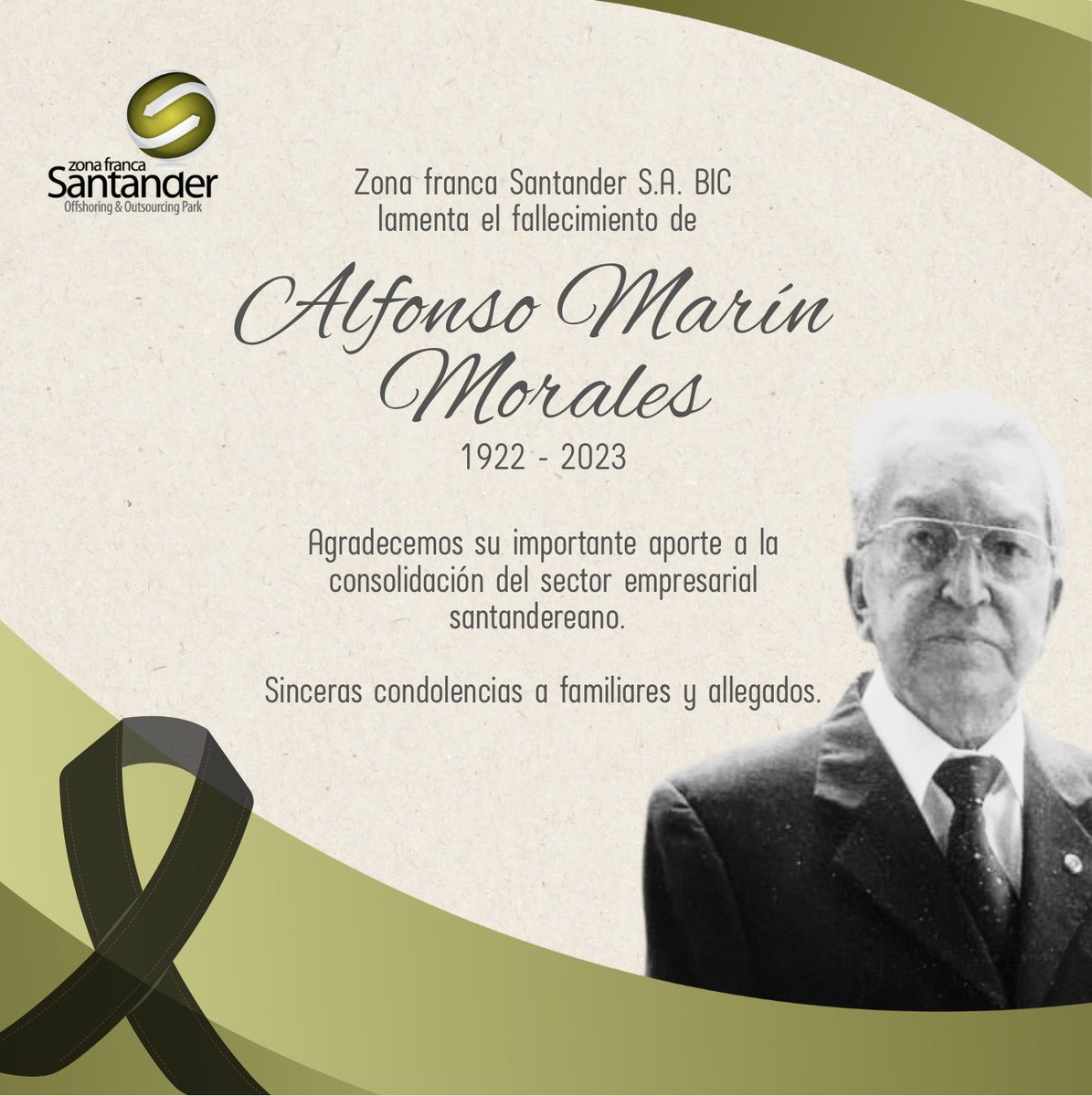 ZFSantander's tweet photo. Desde #ZFSantander  lamentamos  el fallecimiento de Alfonso Marín Morales. Hacemos llegar a toda su familia y allegados nuestras más sinceras condolencias🕊️ https://t.co/6PBSaVOPUY