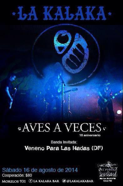 Un día como hoy pero de hace 9 años celebrábamos nuestros 16 años como Aves a Veces.

Este año celebraremos nuestros 25 años de vuelo.

07 de octubre en Aguascalientes.
25 de noviembre en Guadalajara. Anexo Independencia.

#AvesAVeces