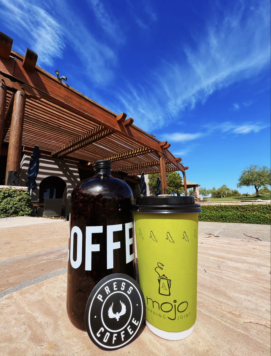 GrayhawkGolf's tweet photo. Mojo Reloads:  now pouring Press Coffee. One of the best local roasters in town is now riding shotgun at the Morning Joint. Come try it for yourself!

#Grayhawk #GrayhawkGolf #GrayhawkGolfClub #azgolf #presscoffee #mojo #morningjoint https://t.co/EkWwwYinST