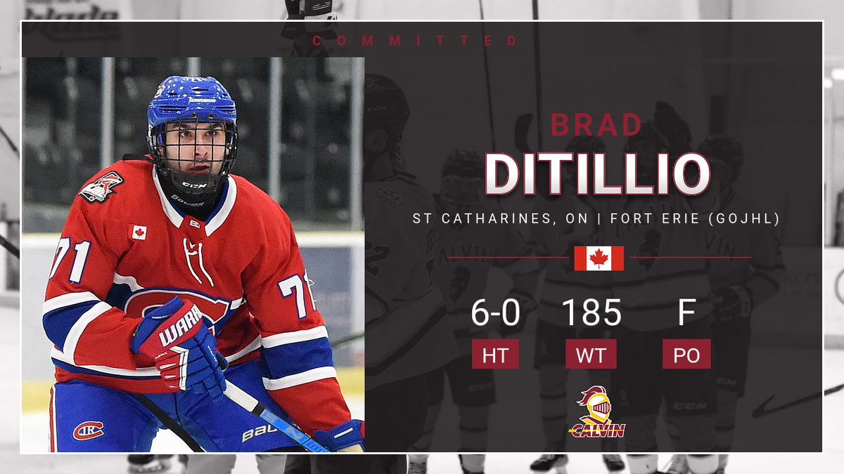 CalvinHockey's tweet photo. It's another Knight, F Brad DiTillio!

Brad is a physical forward who had 56 pts in 60 gms last season with For Erie (GOJHL).  He spent the prior two seasons in the OJHL with Toronto Jr Canadiens and Cobourg Cougars, and played his prep hockey at The Hill Academy.

Welcome, Brad!