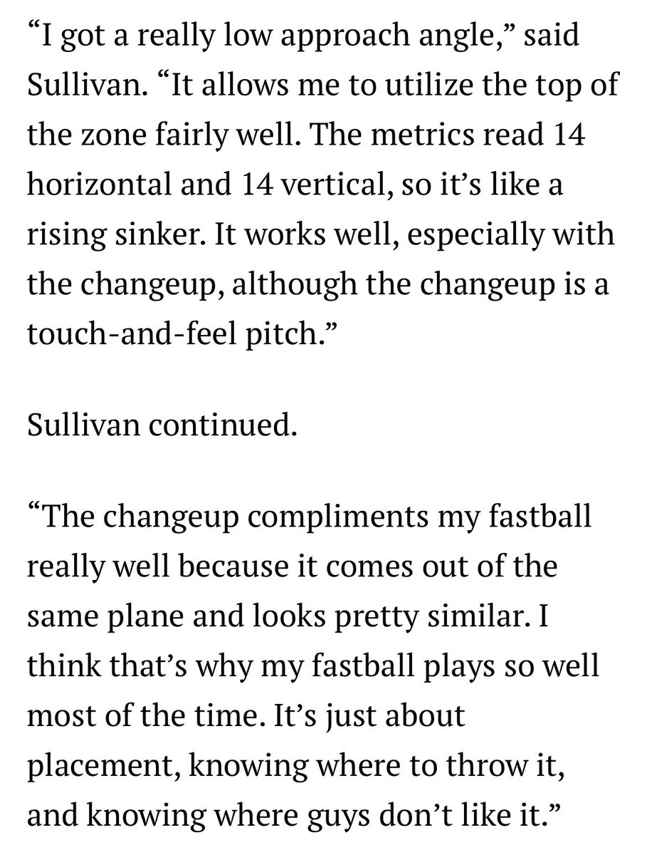 Really excited about my next piece for <a href="/pghbaseballnow/">Pittsburgh Baseball Now</a> on Sean Sullivan. ⬇️ is a snippet of my conversation with Sean on his fastball and why it’s been successful. Should be out 11 a.m. tomorrow morning.