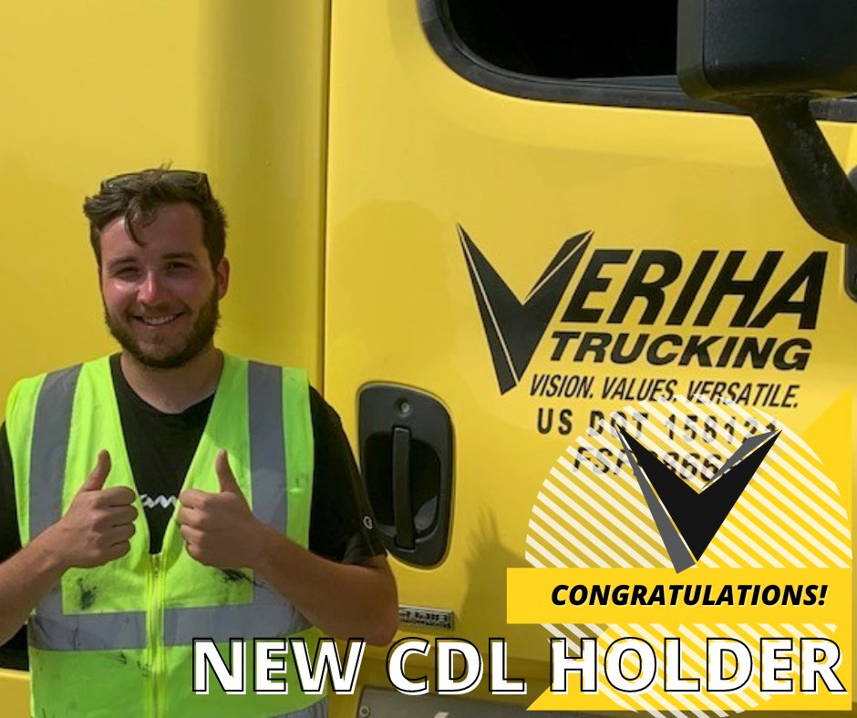VerihaTrucking's tweet photo. Hip hip, hooray! π£ Congratulations Holden! ππ
π We have a NEW CDL HOLDER in the house! πͺ Congratulations to Holden for passing his CDL test todayπ
Welcome to the industry! πΊπΈ π
#cdljobs #CDLtraining #VerihaVIP #Verihatrucking #Waytogo #ApprenticeshipProgram https://t.co/AHEJPsN4F2