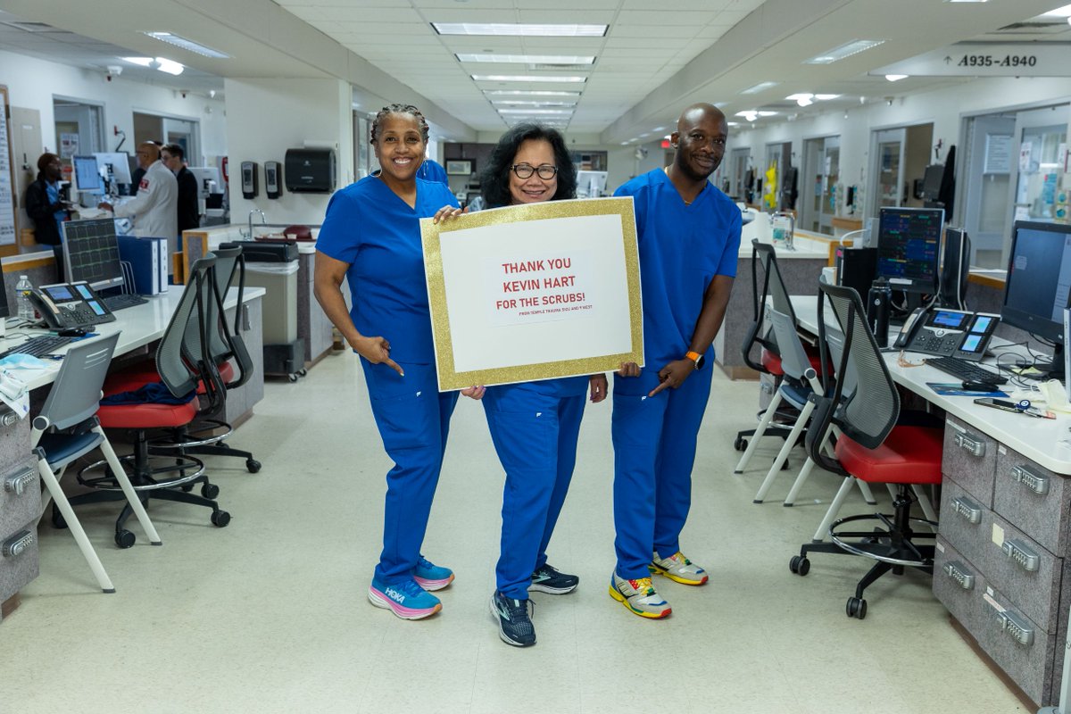 TempleHealth's tweet photo. @KevinHart4real , thanks to your heartfelt donation, we are overjoyed that our Temple Health staff are receiving their new comfy scrubs from @Fabletics scrubs . Our #HealthcareHeroes greatly appreciate these scrubs' comfort and functionality. #TempleHartsKevin #ScrubsMadeToMove https://t.co/uLTeyb9cx4