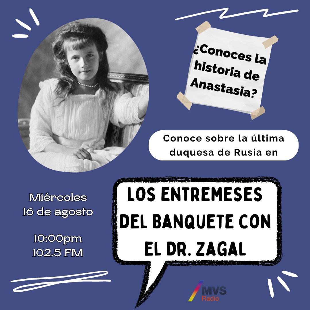 hzagal's tweet photo. Los esperamos hoy en @MVS102_5 @karlapaola_ab @OscarSakaguchi @JC_GORILA #anastasia #zares #imperioruso #romanof https://t.co/Pl4vRMgE99