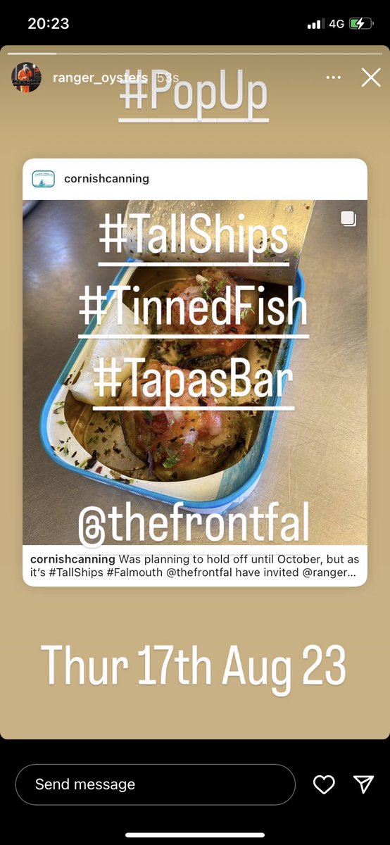 As it’s #TallShips #Falmouth @thefrontfal invited <a href="/ranger_oysters/">#PopUpOysterBars</a> to do a #PopUp - #RangersTinnedFishTapasBar, so come dine on our new #CornishConservas 1st fully approved in house #Cannery #Cornwall, and #Britain, for a very long time, and a selection of #TallShips #TinnedFish