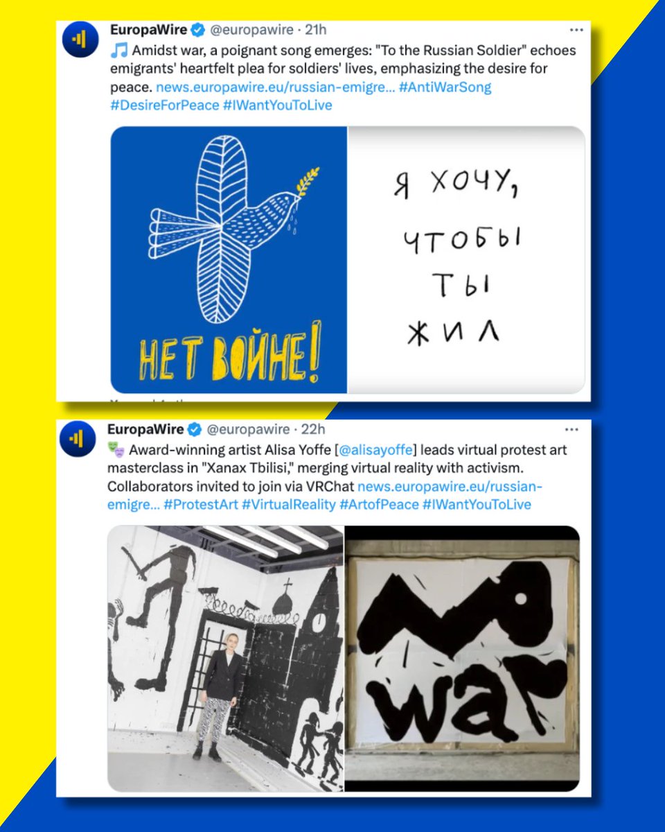 Camps4Humanity's tweet photo. 🎵 Amidst war, a poignant song emerges: "To the Russian Soldier" echoes emigrants' heartfelt plea for soldiers' lives, emphasizing the desire for peace. https://t.co/qI39UPKdJW #ИскусствоМира #ArtofPeace #iwantyoutolive #ХочуЧтобыЖил @AlisaYoffe @yav_zone https://t.co/qoXKVCMclE