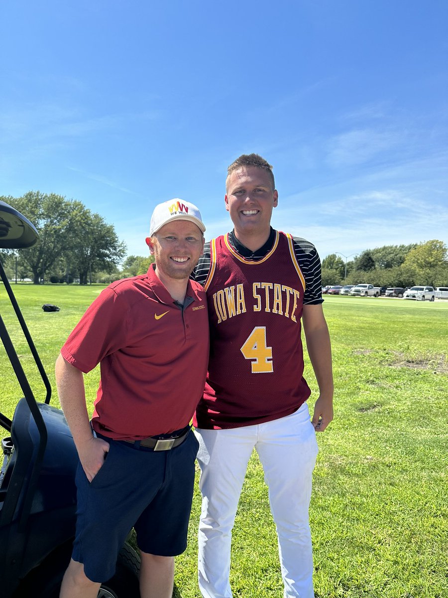 brentblum's tweet image. Shout out to our guy Evan the GM at Lake Creek golf course in Storm Lake! Went above and beyond to host We Will and @cyclonefanatic and wore an old school Terry Woods jersey on top of it! Cyclones are the best.