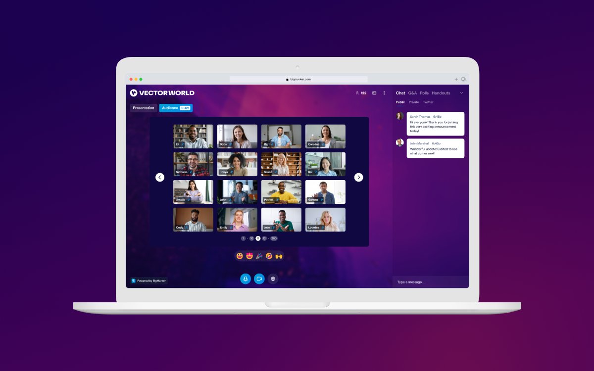 Product Spotlight: Gallery View (with support for up to 10,000 cameras)

Energize remote events, enhance speaker-audience interaction, and foster dynamic discussions.
#VirtualEvents #EngagementBoost #Webinars

get.bigmarker.com/features/galle…