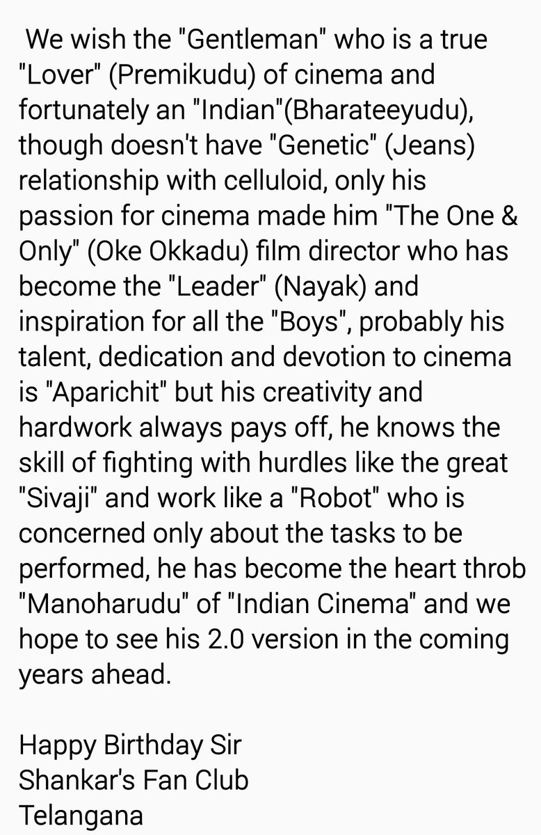 pvchandukumar's tweet photo. Happy Birthday Shankar sir, we wish you success in all your future endeavors🙏, can't wait to watch your next ready to release projects, All the Best. Many more happy returns of the day sir.
#HappyBirthdayDirectorShankar
#30yearsofShankar
#INDIAN2
#GAMECHANGER https://t.co/deEcEcNgAc