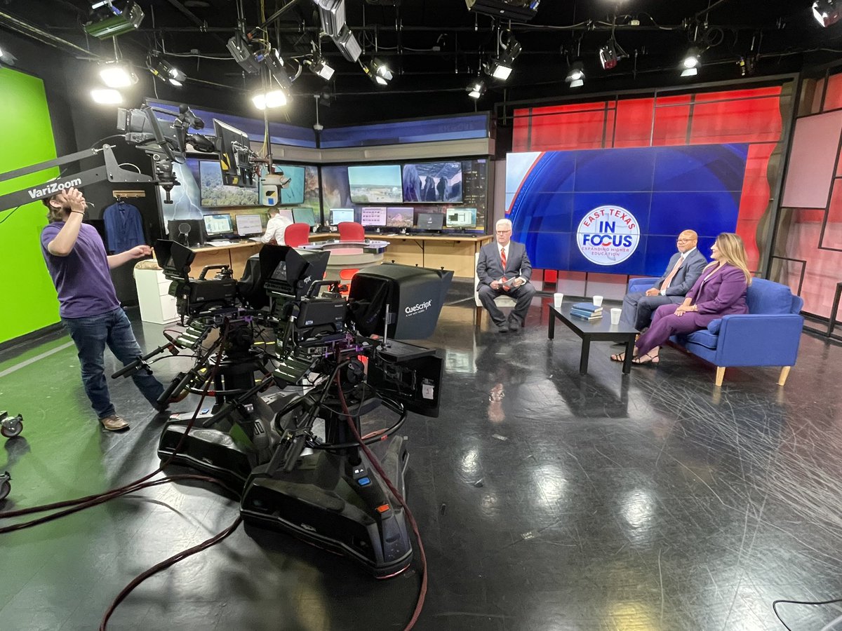 utsystem's tweet photo. Kirk A. Calhoun, president of @UTTyler, and Gina Oglesbee, interim president of @SFASU, visited with @KETK_NealBarton to discuss higher education in East Texas. Calhoun and Oglesbee are new colleagues, with SFA set to officially join the UT System next month. #UTStrength💪🏽 https://t.co/qhiuys7rUE