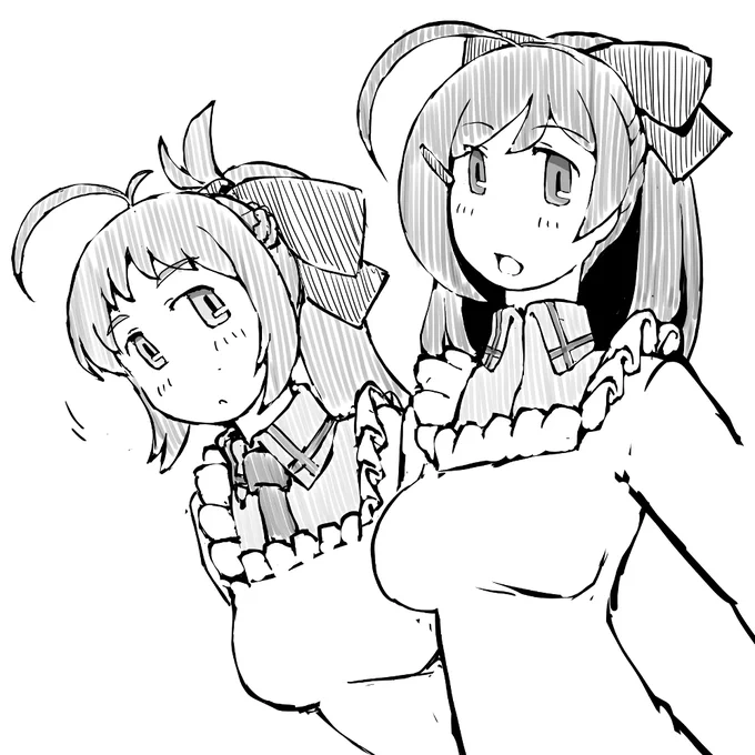 艦これラクガキ、間宮さんと伊良湖さん
今月の補助艦枠ですね^^ 