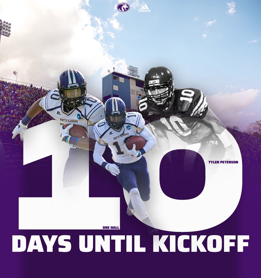 1️⃣0️⃣ more days ‼️ We’re almost in the single digits! Today, we honor 1,000 yard receiver Dre Hall and late 90s quarterback legend Tyler Peterson! Get your FCS Kickoff tickets today! 🎟: tinyurl.com/FCSKickoffPrem… 🎟: tinyurl.com/FCSKickoffGene… #PrideInOurPast | #RoarLions 🦁