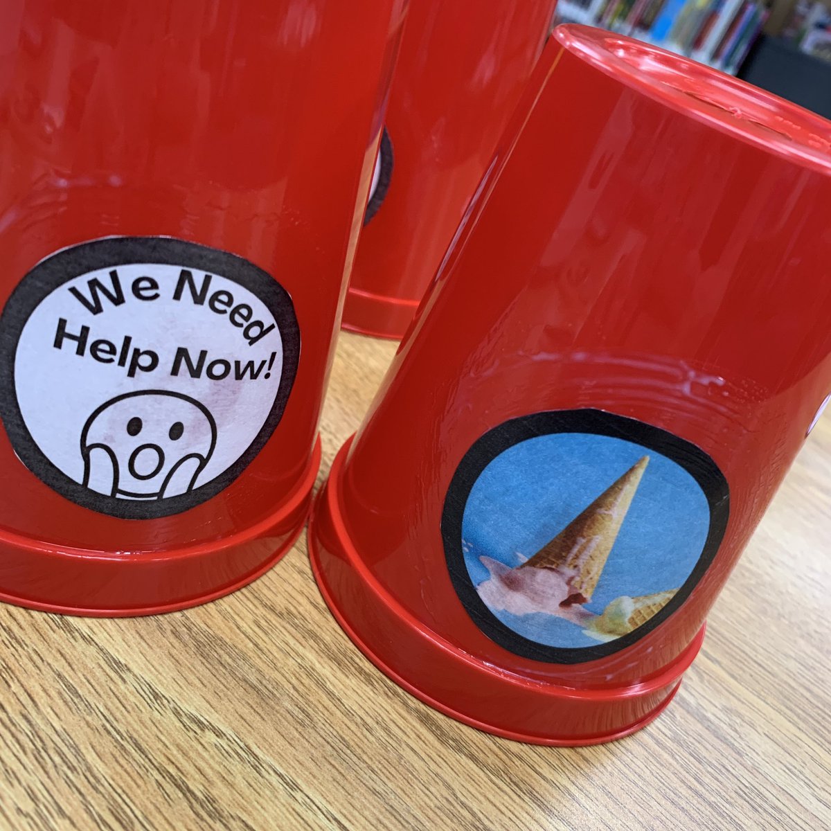 carolynvibbert's tweet image. Status cups are getting an upgrade! Just a little bit of modge podge with an ice cream there. #PWCSLibraries