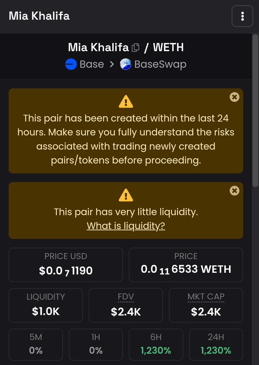 <a href="/mia69_khalifa/">MiaKhalifa</a> just relaunched with the revised ticker $Mia Khalifa on #basechain

-2.4k mcap
- team seems pretty committed to stay 

$ETH $FTM $BSC $AVAX homies throw a few beans and see what happens