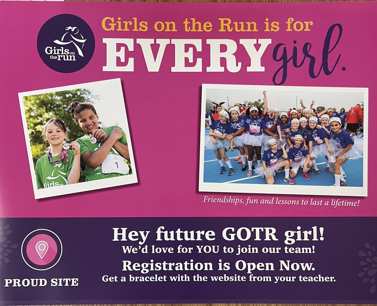 📢 Calling all 3rd, 4th, and 5th grade girls! Registration for Girls on the Run starts tomorrow, 8/17. Practices are Mondays and Thursdays. We have limited spots available. 

Check out gotrnefl.org for more info or to register!