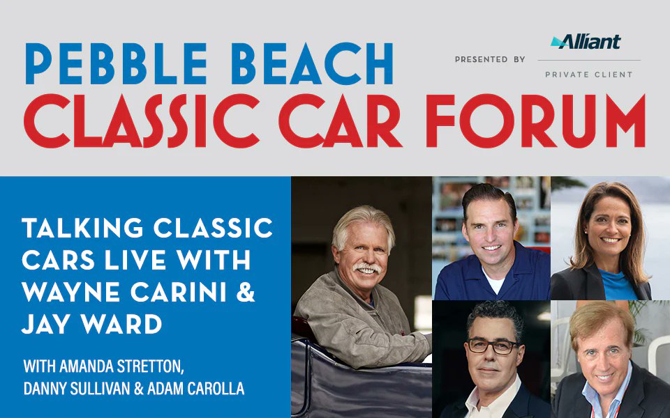 motorator's tweet photo. Are you heading to @PebbleConcours? Don't miss the Wayne Carini and @MisterJayWard live podcast with special guests @adamcarolla, @amanda_stretton and @SpinToWin85. Sat. 8/19 @ 3pm PT https://t.co/NrXpZY1tKB https://t.co/ecNqiqsXMl