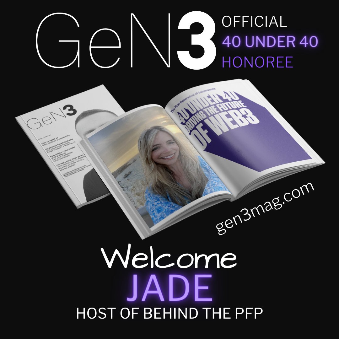 gen3mag's tweet photo. Host of #BehindThePFP and a guest star on #TheNextCryptoGem, @cryptoismyjam is a rising figure in the world of #web3 bringing compassionate and insightful content to crypto. 

This #GeN3Magazine 40 under honoree is on our watchlist.

Free s&amp;h ends soon at https://t.co/3qSQlPWP4o https://t.co/t5BzeBZc7i