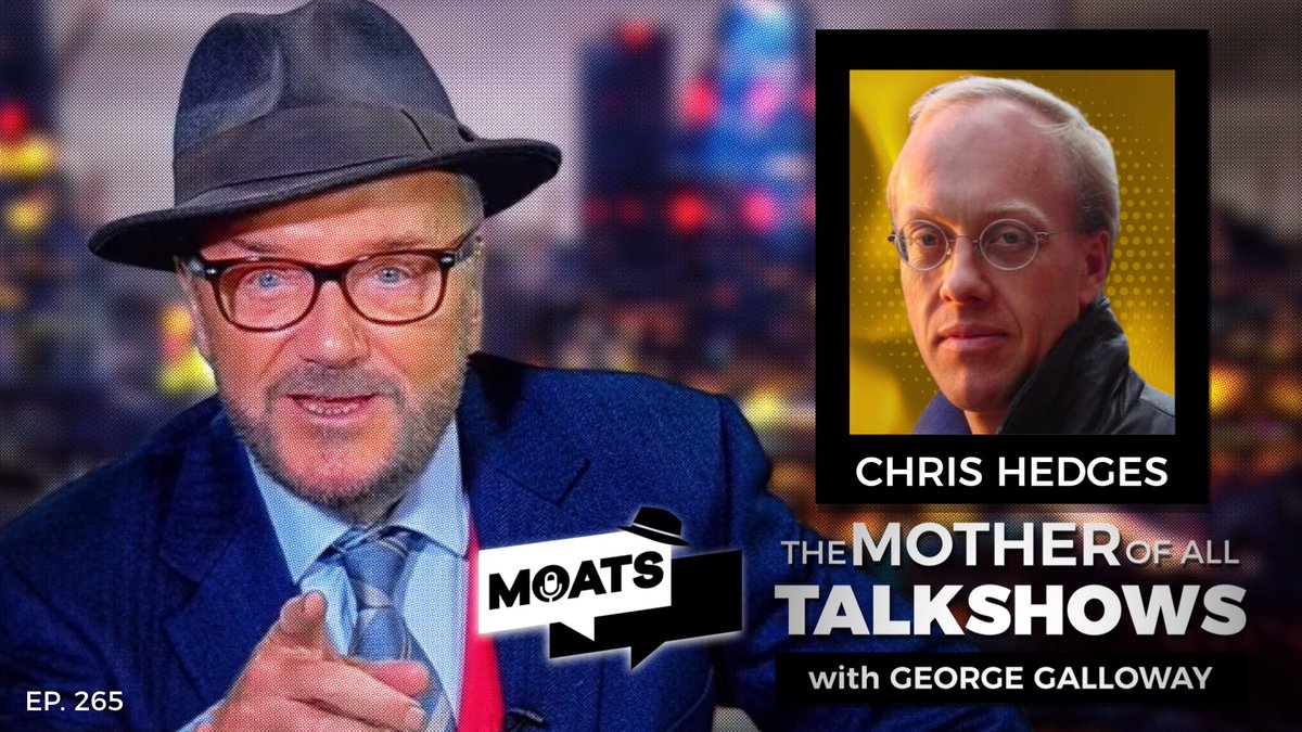 Coming up after the break … 

<a href="/ChrisLynnHedges/">Chris Hedges</a> will join me on The Mother of All Talk Shows on #Iran #USpolitics 

🎙 #MOATS LIVE 
🇬🇧  7pm BST LONDON 
🇺🇸 11am PDT | 2pm EDT

🔴 #MOATS LIVE 
YouTube youtube.com/live/zPPrWYnbd… 

Rumble rumble.com/v3766mv-out-of…