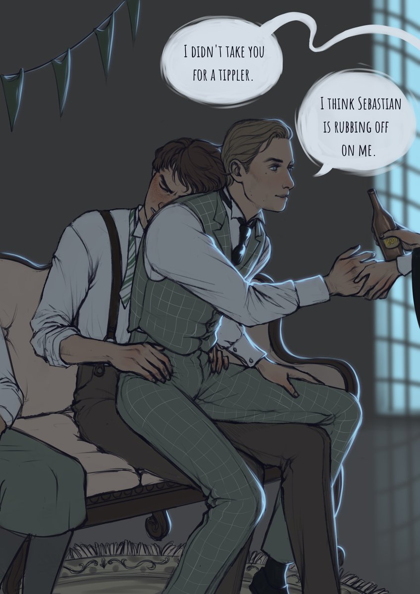 mouth_crazy's tweet photo. Ominis takes full advantage of Sebastian's drunkenness at a Slytherin gathering🐍

#sebinis #SebastianSallow #OminisGaunt https://t.co/UUj8Zvq2p5