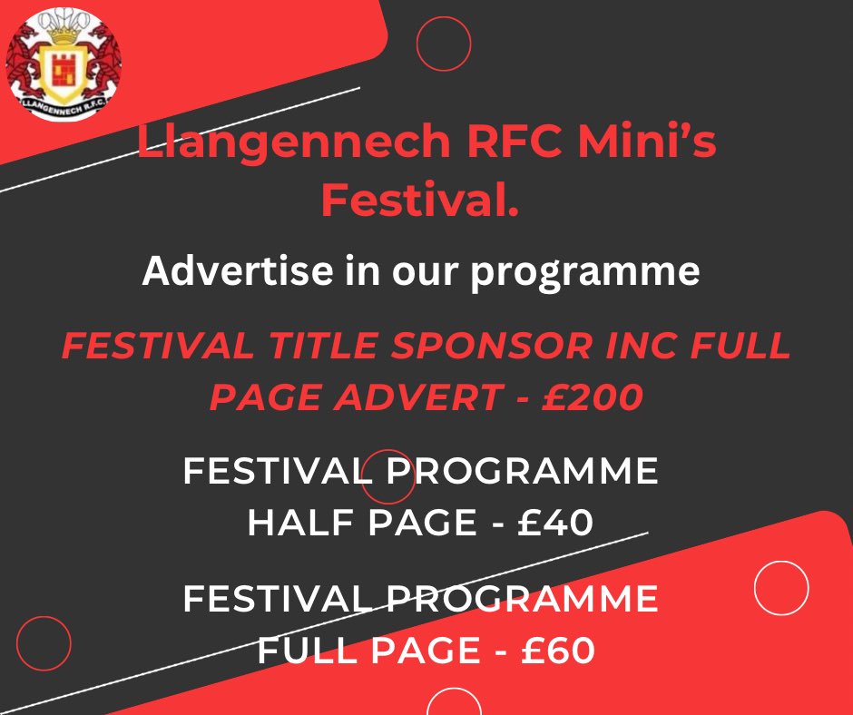 We’re looking for local companies that would like to advertise in our festival programme. The festival takes place Sunday 17th September. Message us for more info ⚫️🔴⚪️