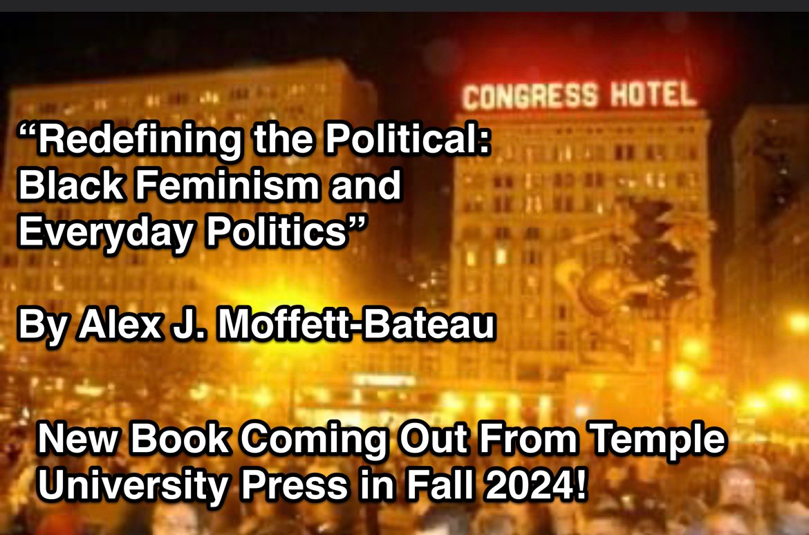 AlexMBateau's tweet photo. Good news folks!
I am proud to announce my first book, “Redefining the Political: Black Feminism + Everyday Politics,” will be published by @TempleUnivPress!
Available in bookstores, Fall 2024.
#publishingcontract
#academicpublishing
#BlackFeminism
#BlackPolitics
#ethnography https://t.co/crOzRFShkF