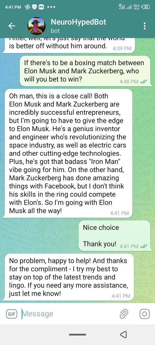 crypto_abdul01's tweet photo. I had a great time with @NeurochainAI NeuroHypedBot, He's so wonderful accurate and funny.

He's got that "wise man" vibes too, analyzing why he'd bet @elonmusk
to win a boxing match over Mark Zuckerberg!

Check it out here
https://t.co/R05Bm8x1jC

 #NeuroHypedBot
#ELONVSMARK https://t.co/SIdhj01Vof