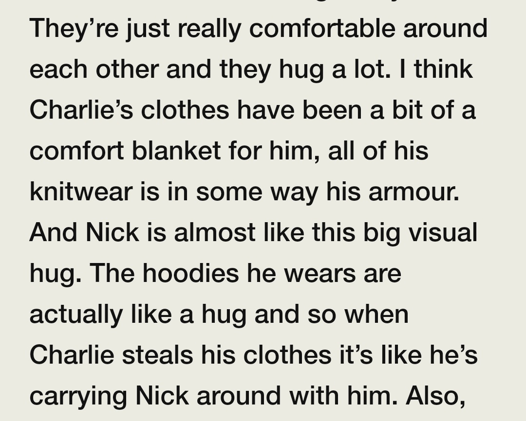 goldenneIson's tweet image. "the hoodies he wears are actually like a hug so when charlie steals his clothes it's like he's carrying nick around with him" excuse me while I go cry
