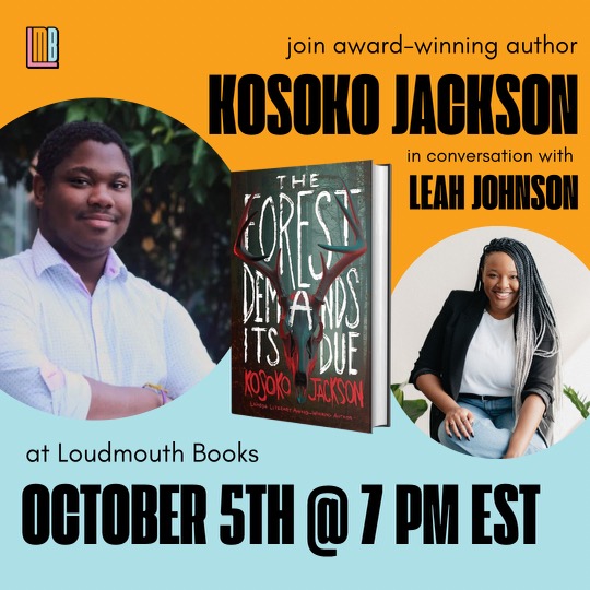 I'm so stoked to have Indianapolis be a tour stop for THE FOREST DEMANDS ITS DUE, AND to be doing it at @loudmouthindy with owner & author @byleahjohnson on October 5th! Signed preorders for those who come & those who can't make it! See you in Indy! loudmouthindy.com/preorders/p/th…